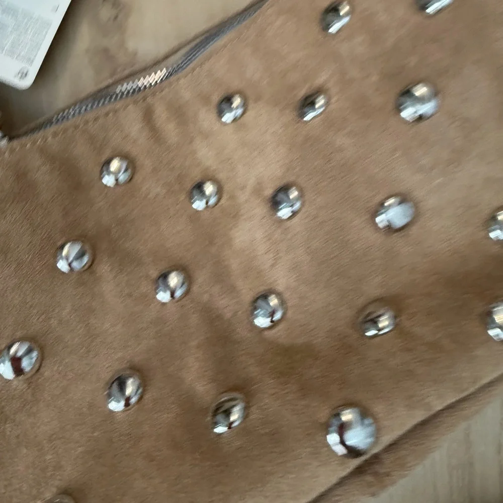 Studded Tan Shoulder Bag - Picture 2 of 11